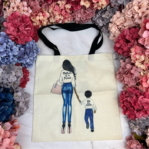 Eco-Friendly Mother Son Queen and Prince Folding Tote Bag - Picture 2 of 14